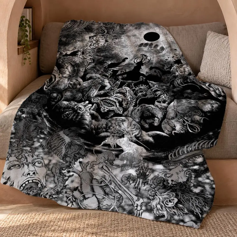B-Berserk Comics Throw Double Sided Flannel Throw Blanket Soft Travel Camping Sofa Bed Home