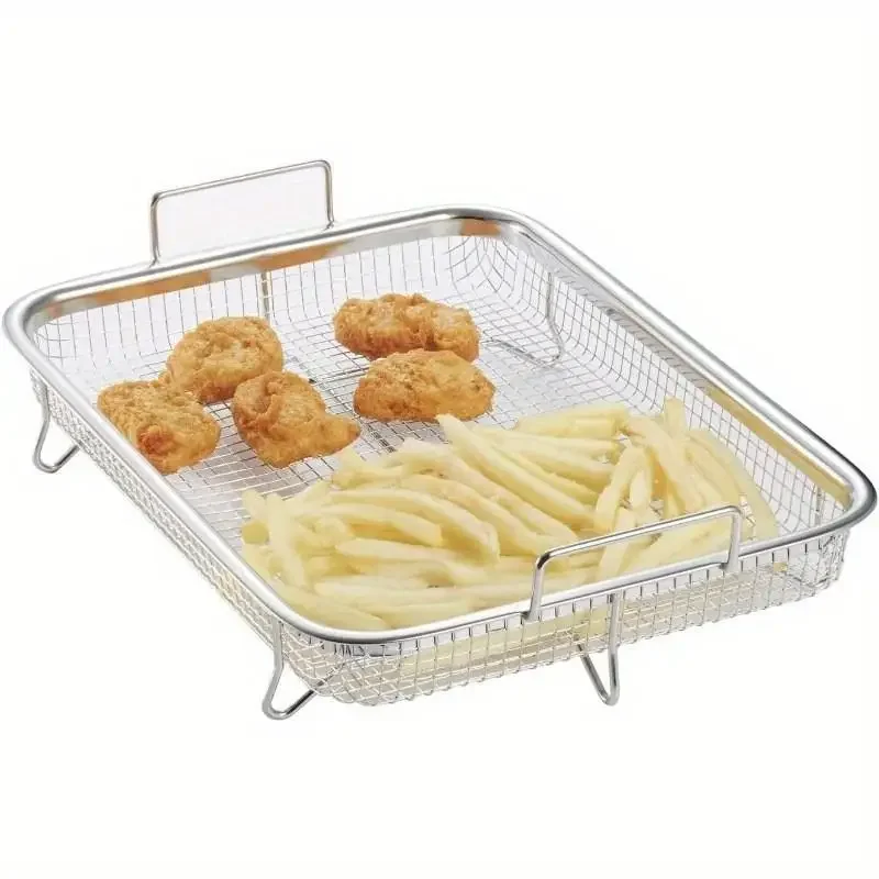 Stainless Steel Oil Drip Tray & Drain Basket Set, Long Rectangular Plate with Fat Control Rack, Home & Outdoor BBQ Grid
