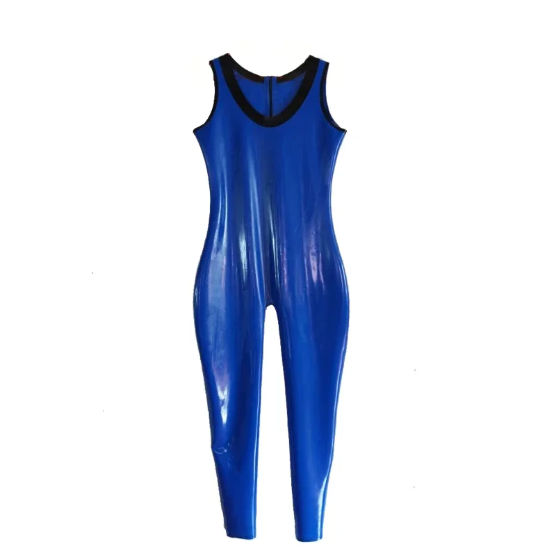 

Latex Pure Gummi Navy Blue Sport Catsuit Cosplay Bodysuit Skin-friendly Jumpsuit Rear Zip 0.4MM
