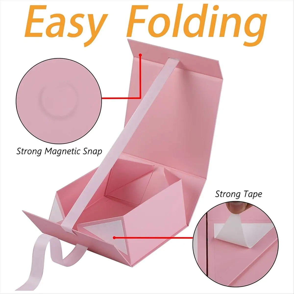 NEW Pink Gift Box,Gift Boxes with Lids for Presents with Ribbon for Wedding,Storage,Birthday Foldable Gift Box