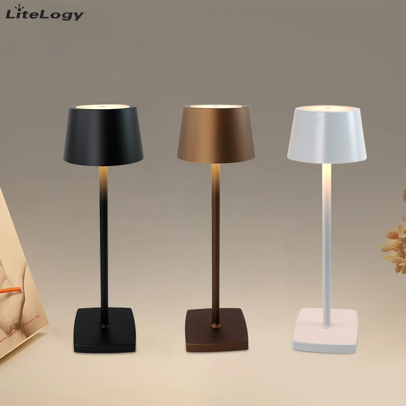 

USB Cordless Table Lamps Rechargeable Battery Operated 3 Color Stepless Dimming LED Table Desk Light for Bar Restaurant