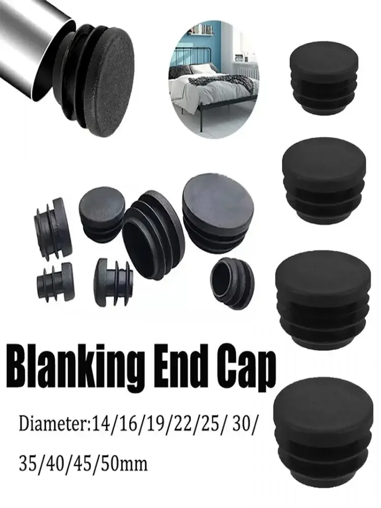 Bouchons d'obturation d'extrémité de tuyau, 8 pièces, bouchon d'insertion de Tube rond noir pour meubles chaise 14/16/19/22/25/30/35/40/45/50mm