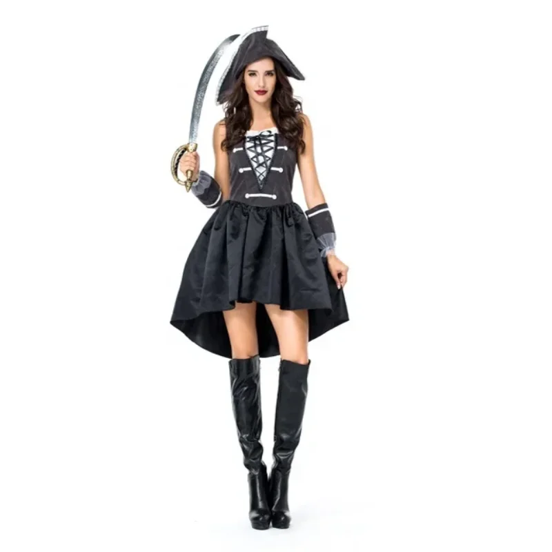 

New Design Fat Women Sexy Pirate Fancy Dress Costume And Handsome Men Pirate Halloween Cosplay Costume