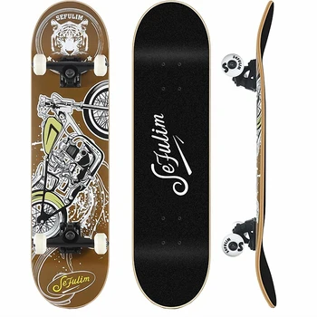 Sepulim 31X8 Inch Compleet Skateboard 7 Laag Canadese Esdoorn Dubbele Kick Deck Concave Cruiser Truc Skateboard Voor Jongens Meisjes