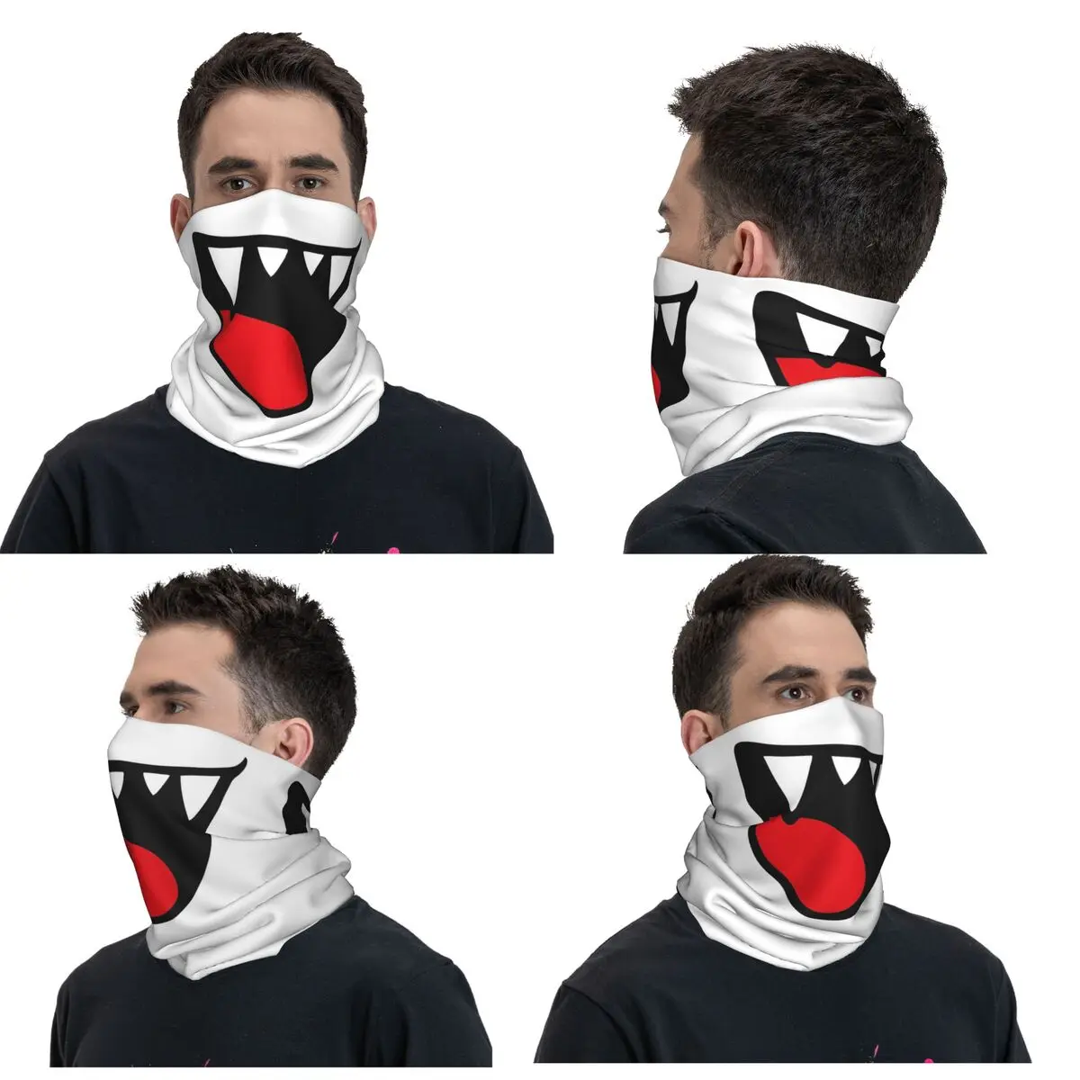 Retro Video Game Boo Ghost Facemask Bandana Neck Gaiter Printed Mask Scarf Multifunction FaceMask Riding Unisex Adult Washable