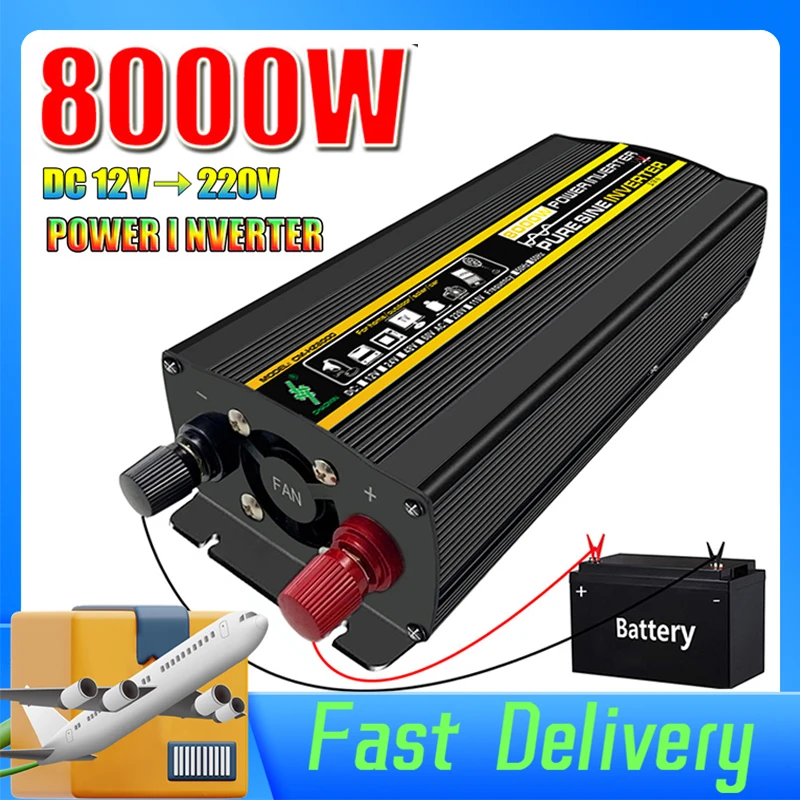 

Pure Sine Wave Inverter Transformer 8000/6000/4000/3000W 12V To 220V Voltage Power Converter Solar Inverter Auto Accessories