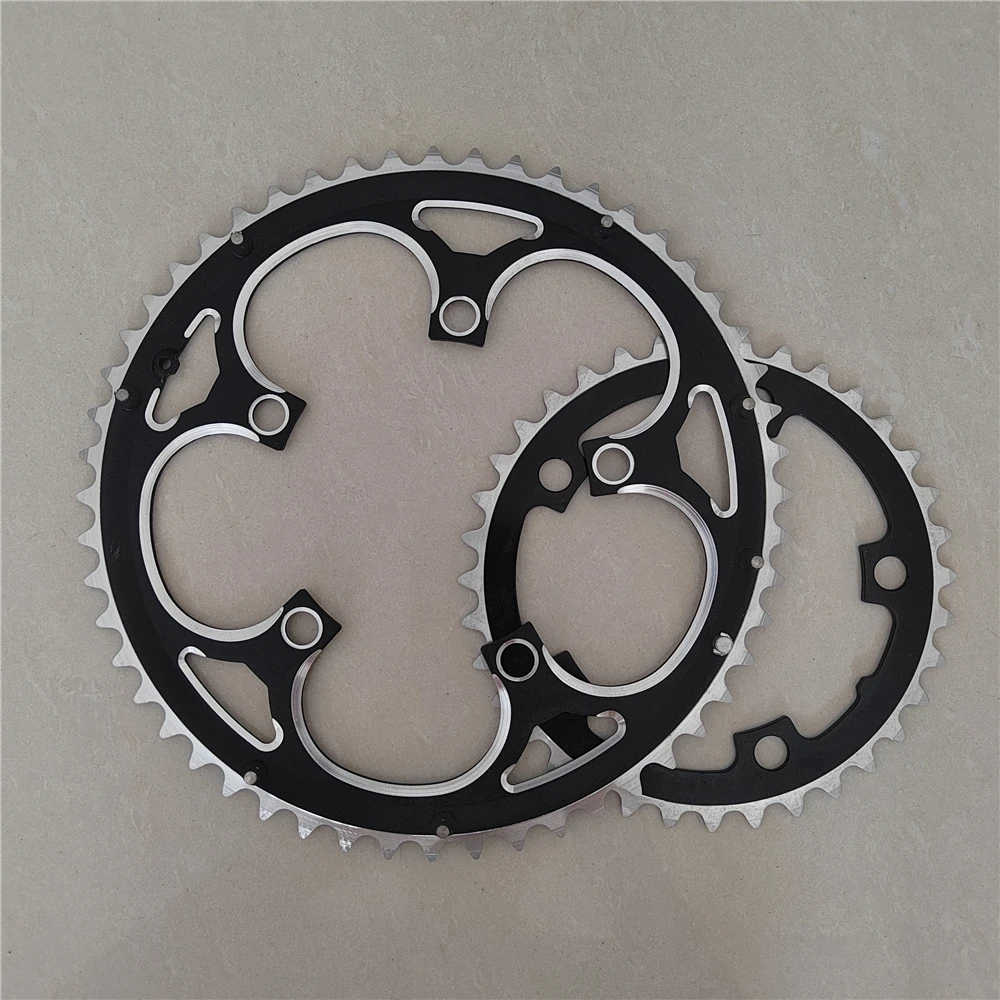 

110BCD Звездочка 52/36T Шоссейный велосипед Круглая двойная звездочка MTB Алюминиевая звездочка 5 болтов Складные детали велосипеда 2x
