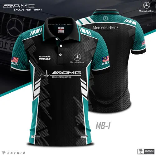Polo deportivo para hombre, camiseta de cuello redondo, Mercedes Benz negro, verde, tecnología Sense, moda, empalme fresco, primavera y otoño