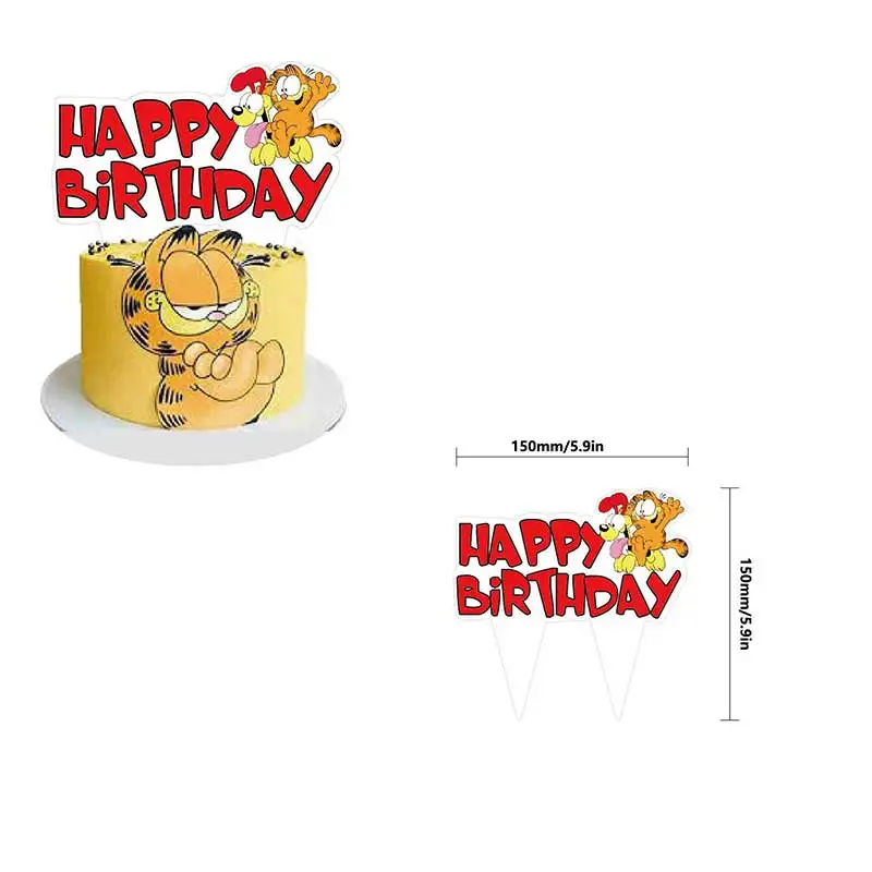 Garfielde de gato para decoración de fiesta de feliz cumpleaños, globo de juguete para niño, adorno de pastel, pancarta, decoración del hogar para