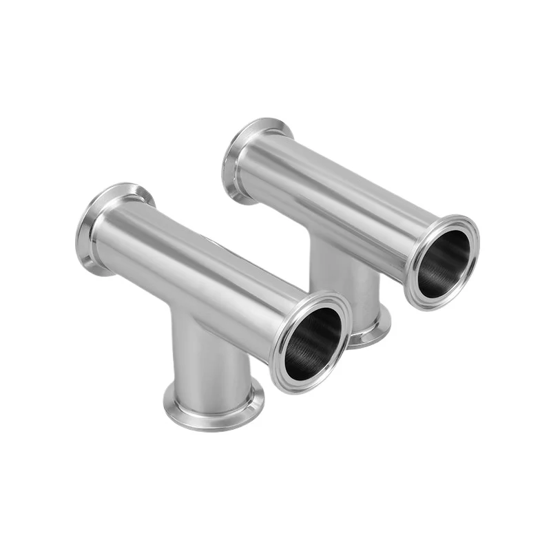 Stainless Steel 304 Inner and Outer Mirror Tee 316 Sanitary Grade Polished Clamp Type Chuck Quick Connection Pipe Fittings