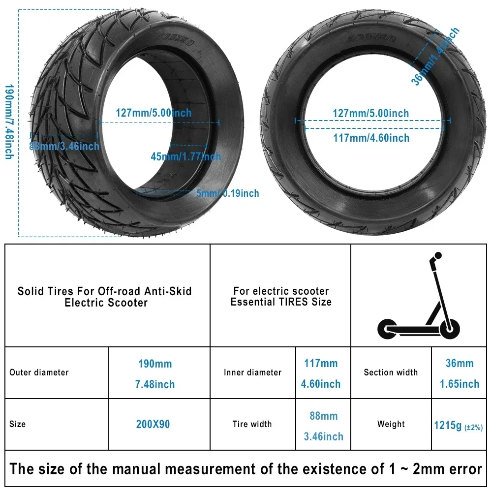 200x90 Solid Explosion-proof Tire for DUALTRON COMPACT for ZERO 8X for SPEEDUAL Electric Scooter 200*90 Tyre Wheel Accessories - view 5