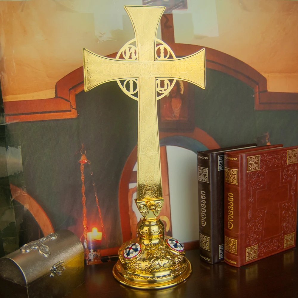 Orthodoxes Kreuz aus Zinklegierung, 7,5 Zoll, stehendes Jesus-Kreuz, religiöses Geschenk, Bibelzubehör, Kirchendekoration, Sammlerstück – Detail 9