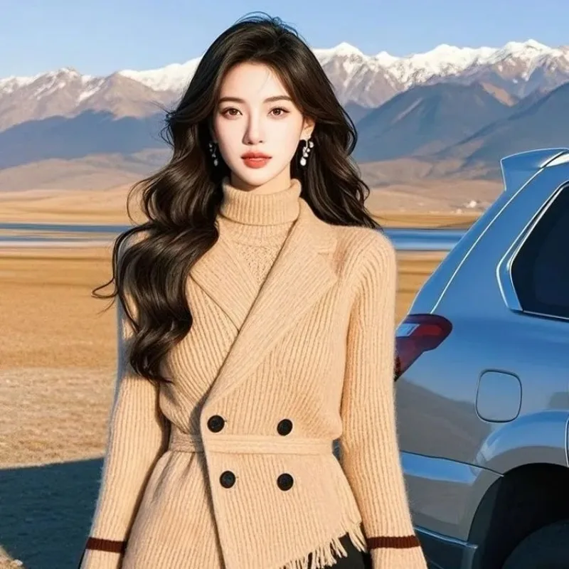 

Women Clothing Autumn Winter Simplicity Fashion Button Solid Color Knitting Ladies Temperament Young Style Slim Sweater Cardigan