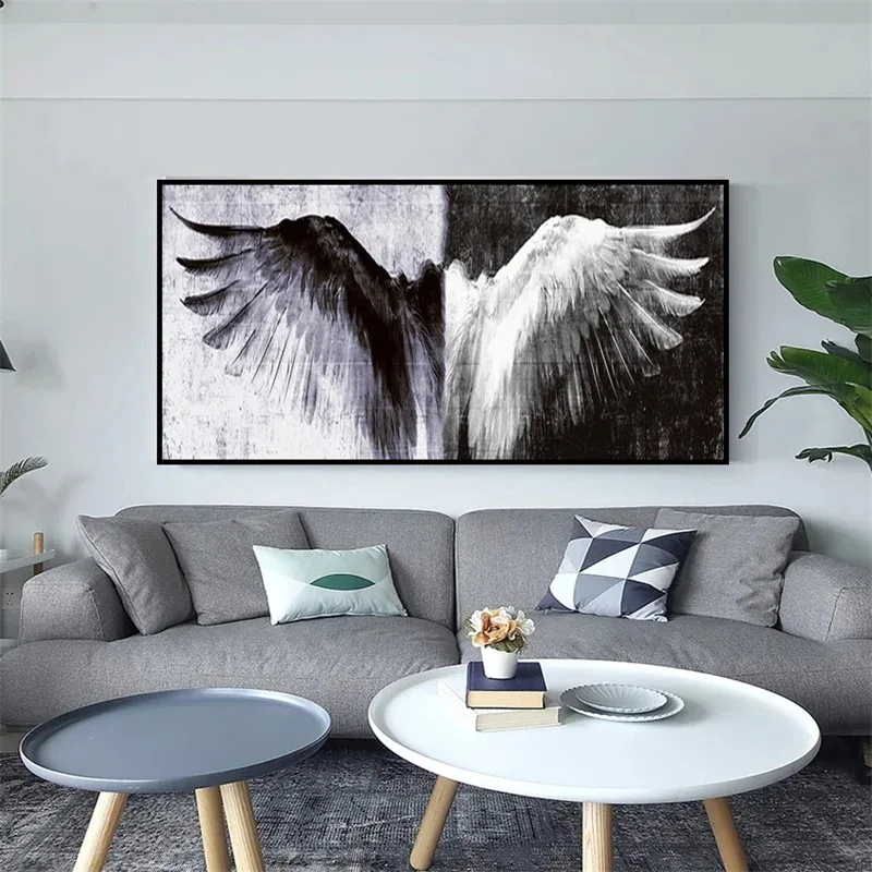 Nordic Feathers Angel Wings Posters and Prints Scandinavian Wall Art Canvas Painting Abstract Graffiti Decor Hotel Wall Pictures