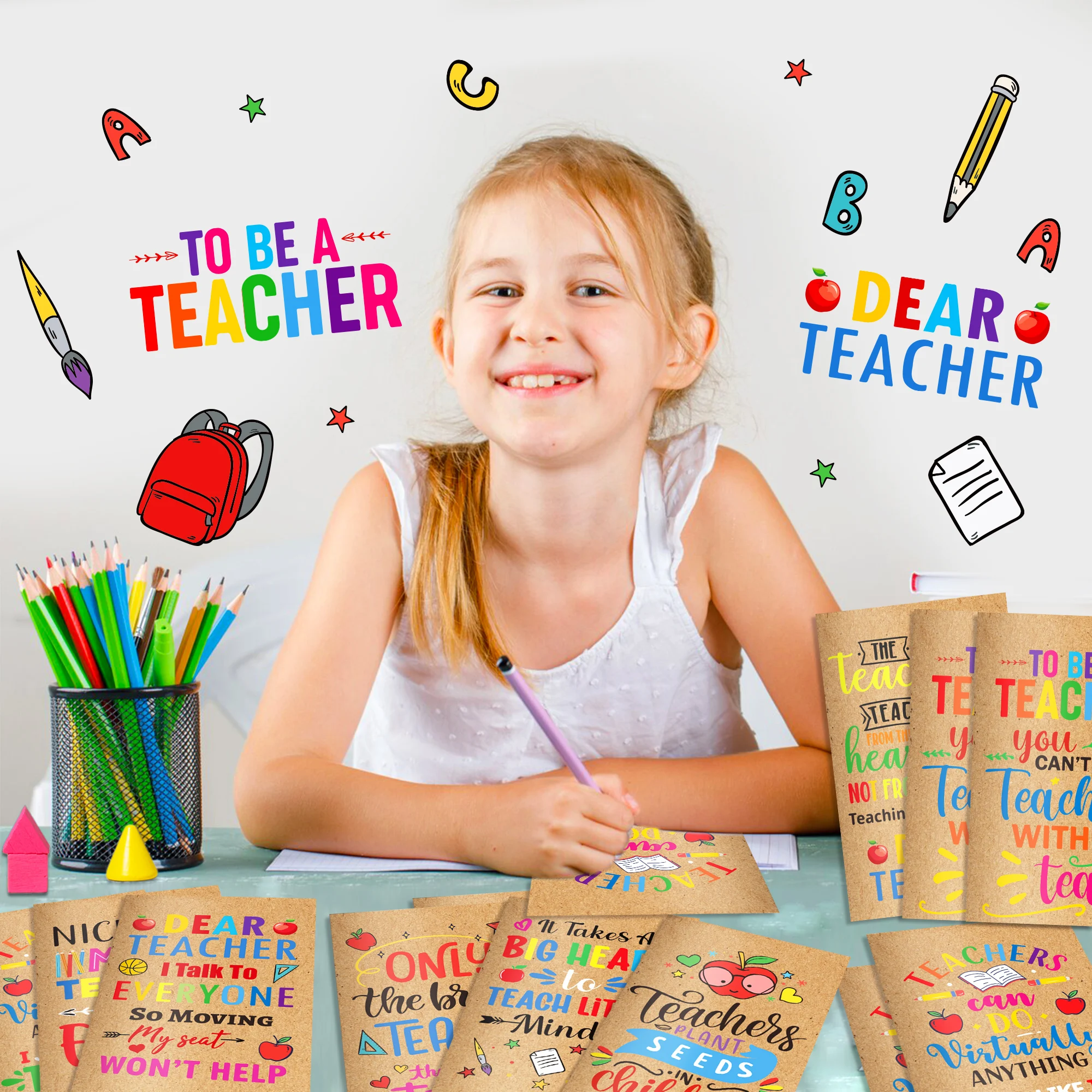 12/24/36pcs Teacher Inspirational Mini Notebook Positive Teacher Quote Pocket Notepad Birthday Gift Small Writing Journals