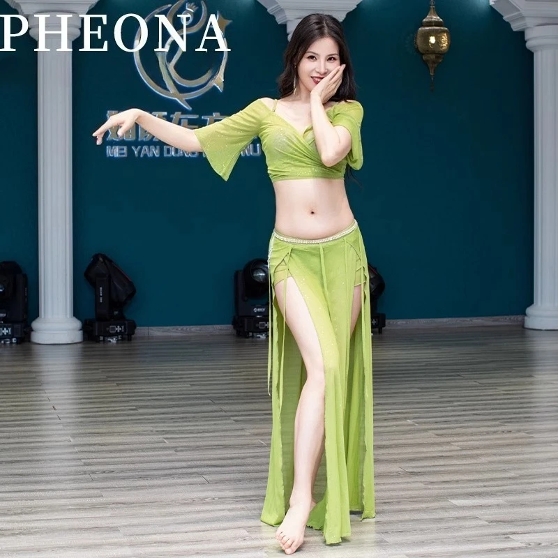 Customized New Belly Dance Costumes Practice clothes Class Dress Top+Split Skirt