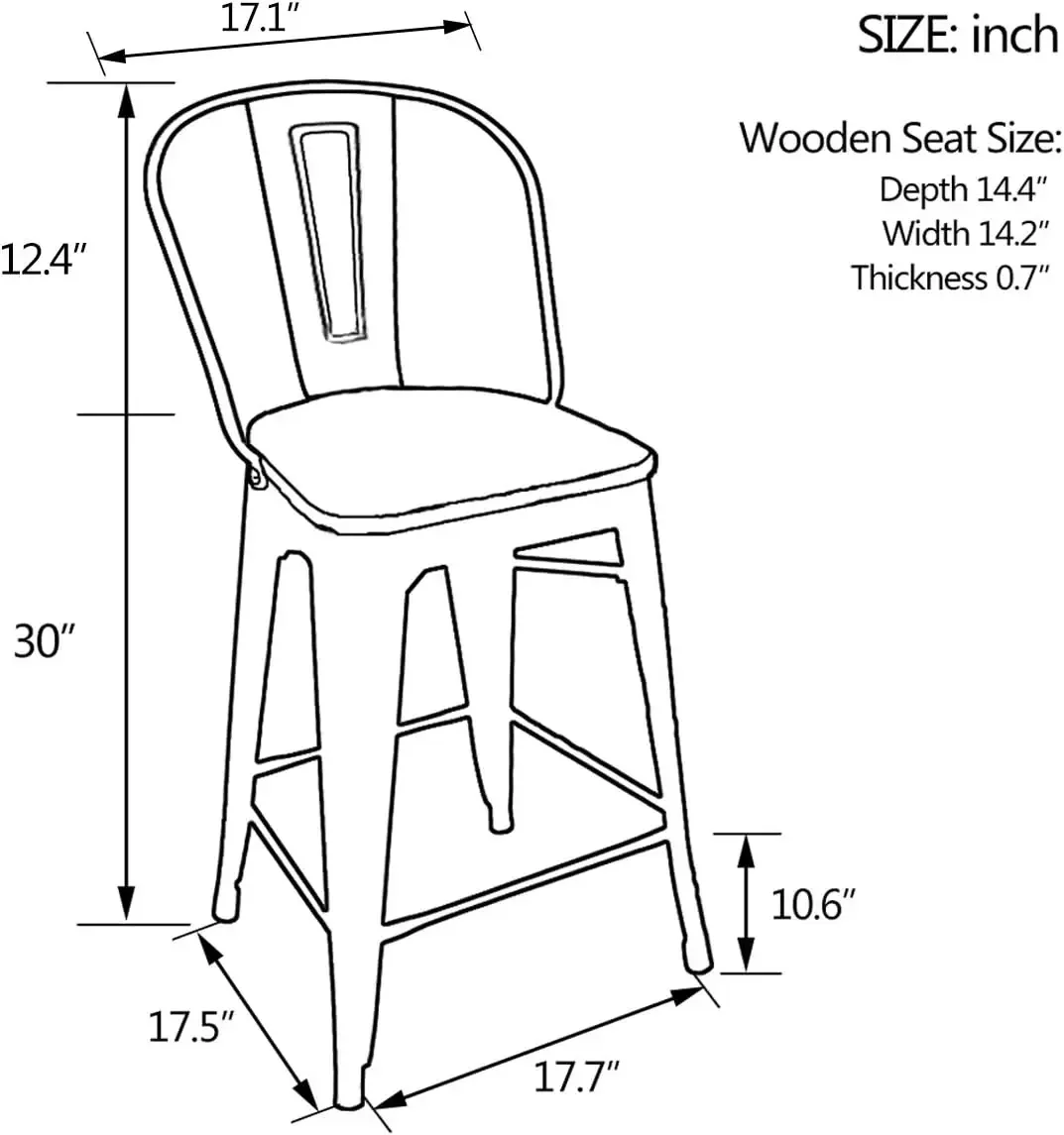 Барные стулья с высокой спинкой, 30 дюймов