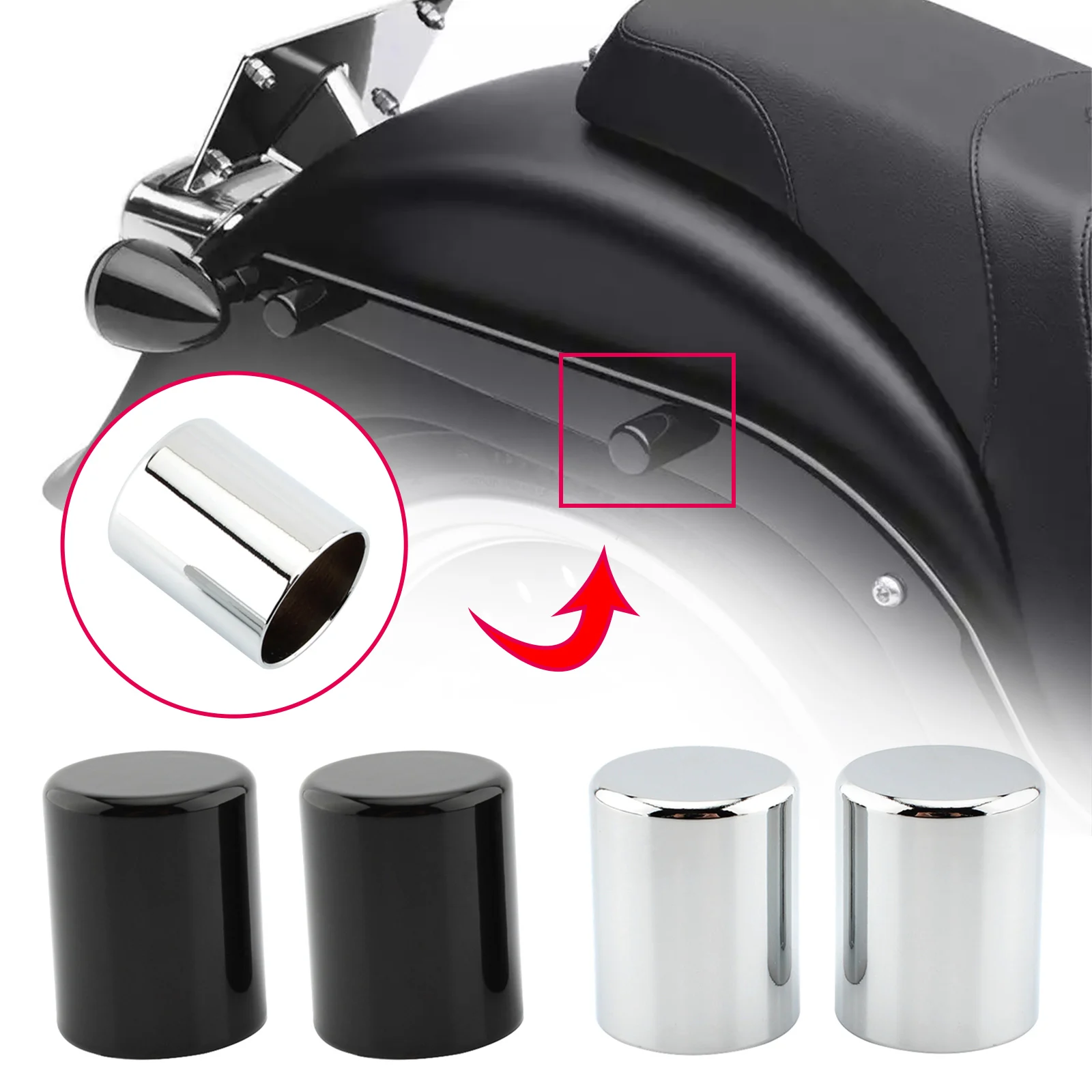 2 Pcs Motorcycle Docking Hardware Point Cover Set Black Chrome For Harley Softail Road King Street Glide Sportster XL 1200