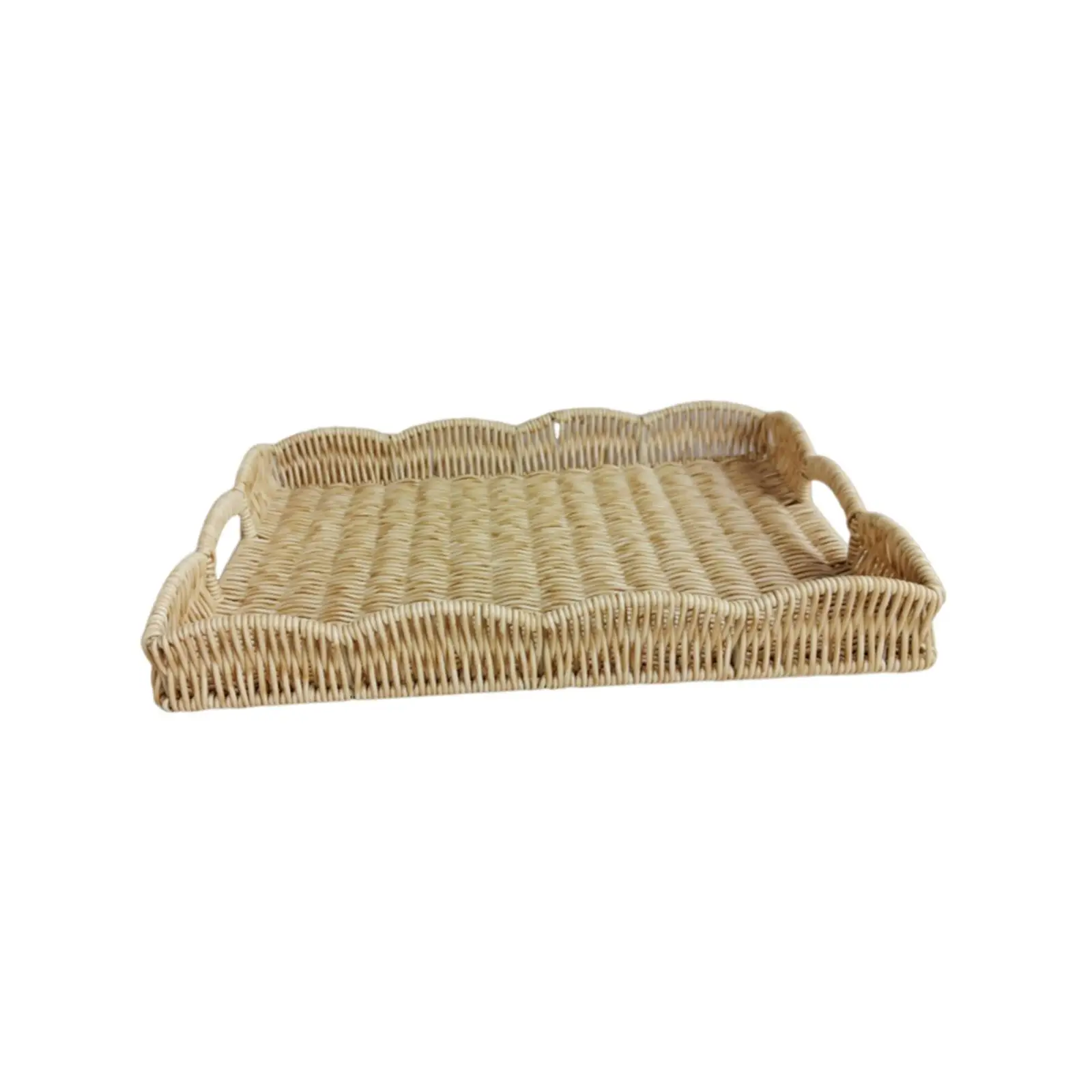 Woven Kitchen Storage Basket Hand Woven Fruit Serving Tray for Tabletop Home