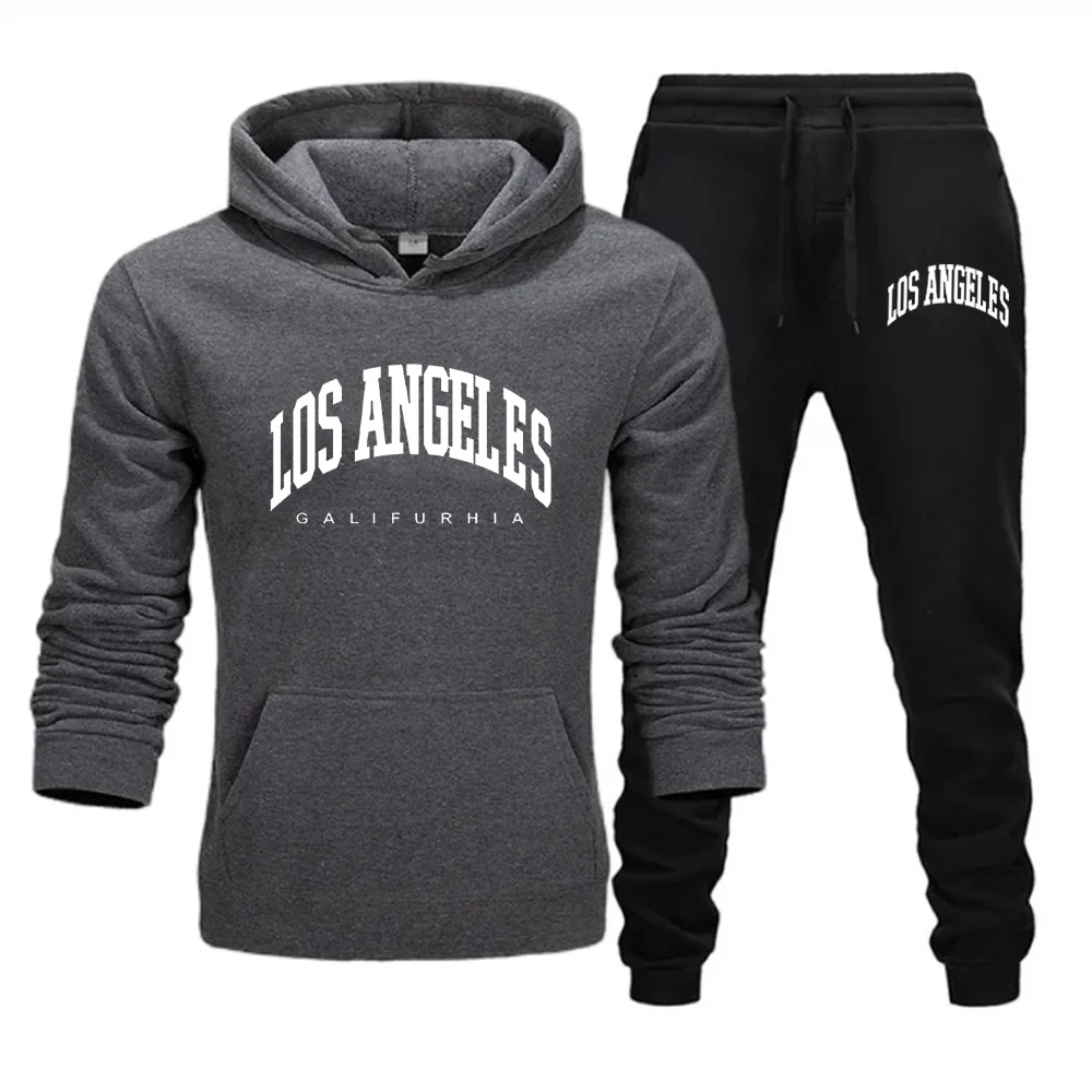 LOS ANGELES GALIFURHIA Men/Women Sports Suits Fashion Tracksuit Hoodies+Pants Two Pieces Sets Running Casual Sweatshirts Sweatpa