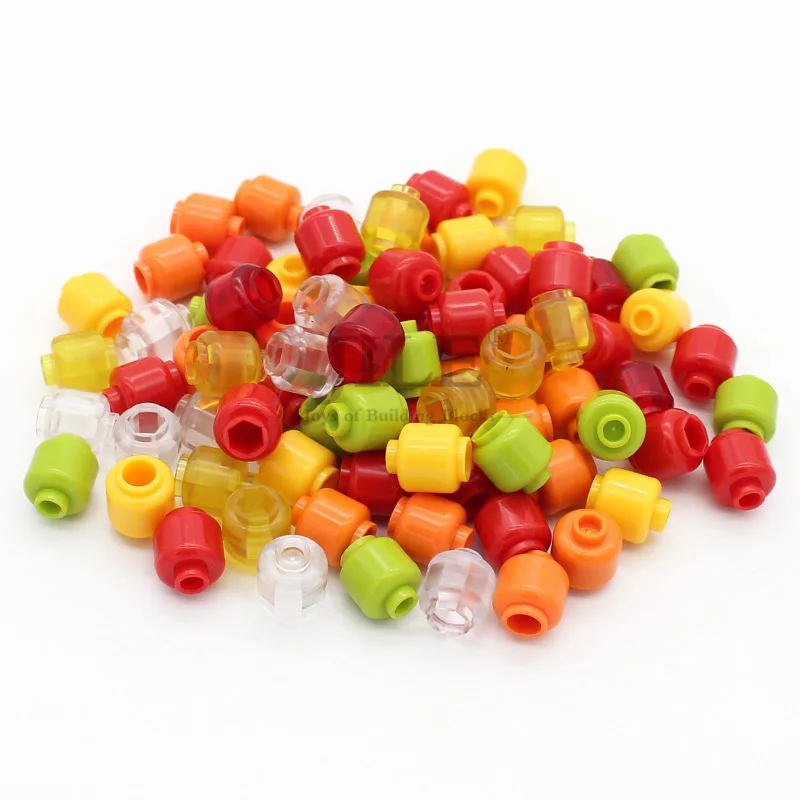 50 Stück MOC 3626 DIY Baustein für MINI Körperteil Kopf (einfarbig) Figur Ziegel Spielzeug kompatibel mit transparenter Glühbirne