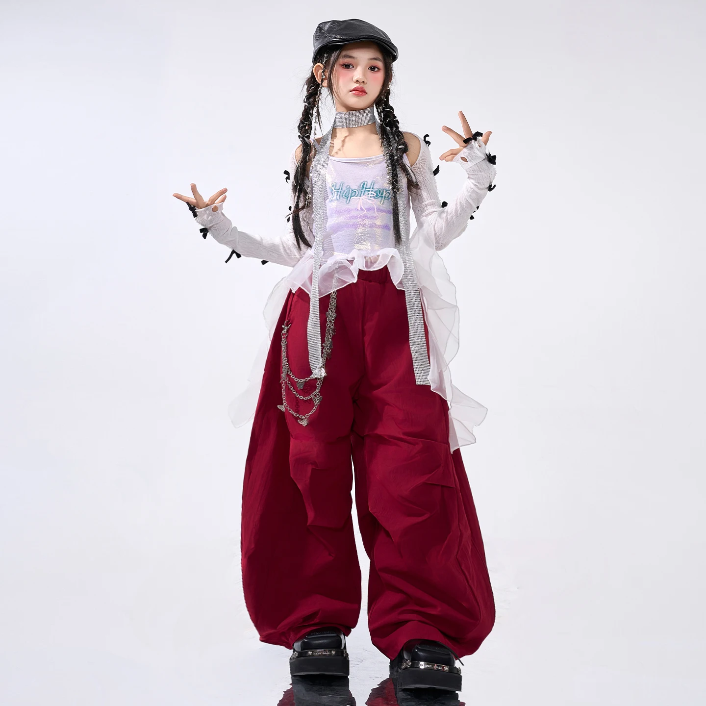 Mädchen Hip Hop Crop Sparkly Tops Cargo Hosen Kinder K-pop Street Dance Kostüm Kinder Mädchen Gruppe Streetwear Jazz kleidung Sets