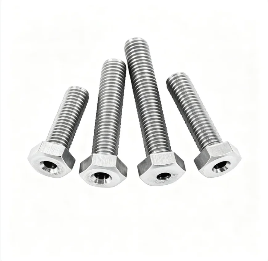 A2 304 Stainless Steel Hollow External Hex Head Full Thread Bolt Central Through Hole Screw M4 M5 M6 M8 M10 Length 6-80mm