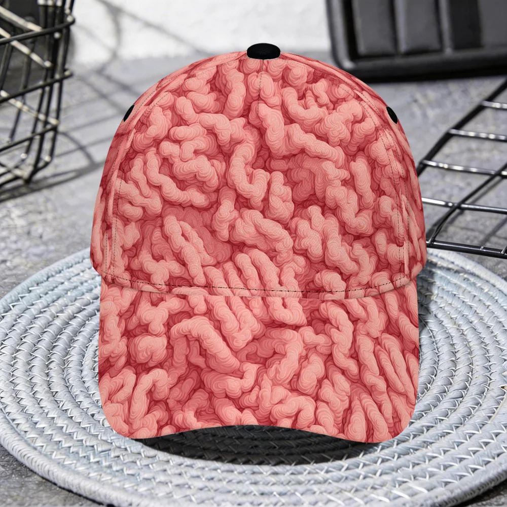 Unisex Baseball Cap with Pink Brain Swirls Print Is Perfect for Outdoor Sports Its Stylish Design Is Hand Washable for Easy