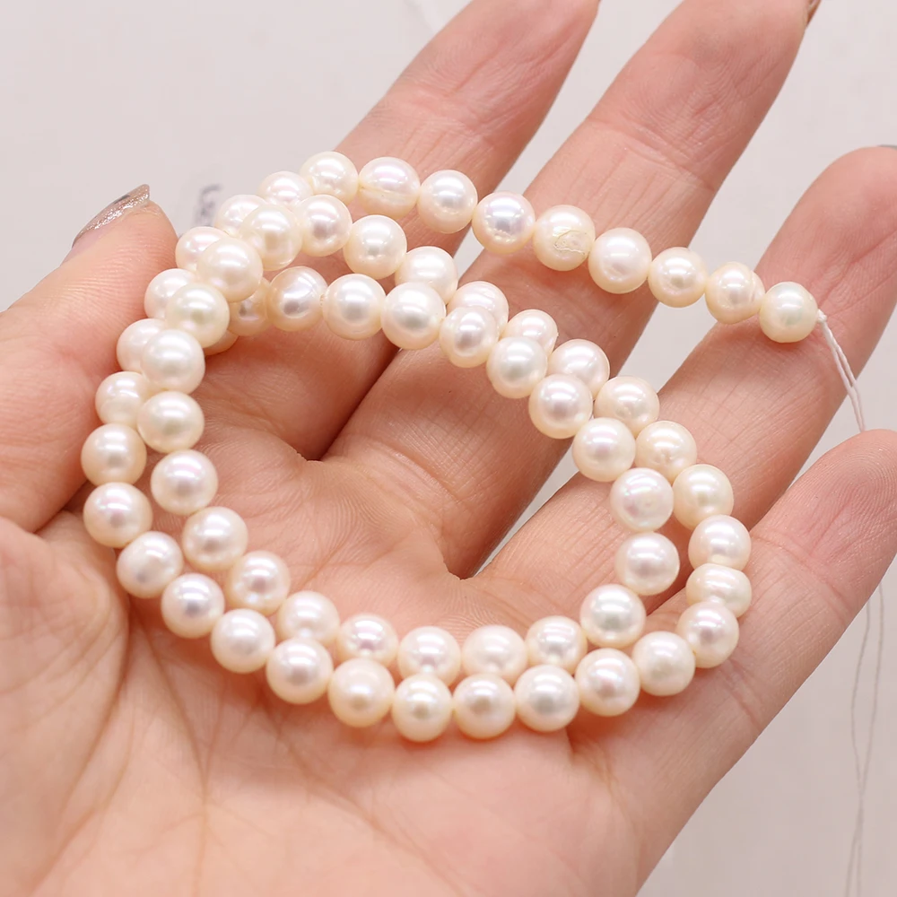 6-7mm Natural Zhuji Freshwater Culture Pearl Beads Loose Spacer Smooth Bead for Jewelry Making DIY Nacklace Bracelet Supply