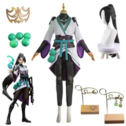 Game Valorant Sage Cosplay Costume Wig Carnival Outfit Adult Women Fancy Party Suit