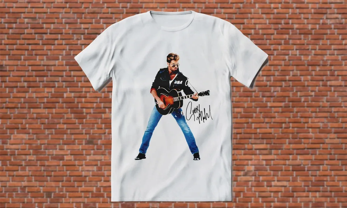 George Michael Signature For Fans Cotton White Full Size Shirt