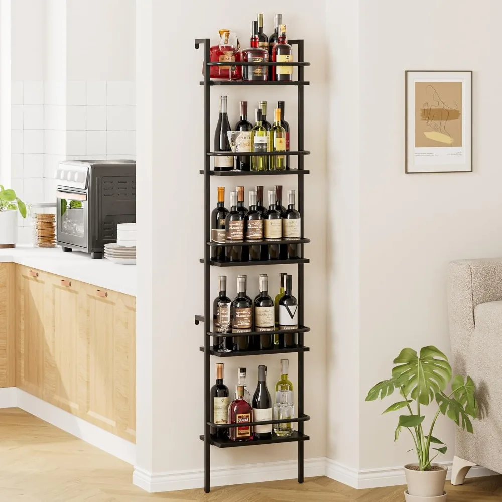 

5-Tier Wall Mounted Wine Rack Floor Standing Storage Holder for 50 Bottles Home Kitchen Bar