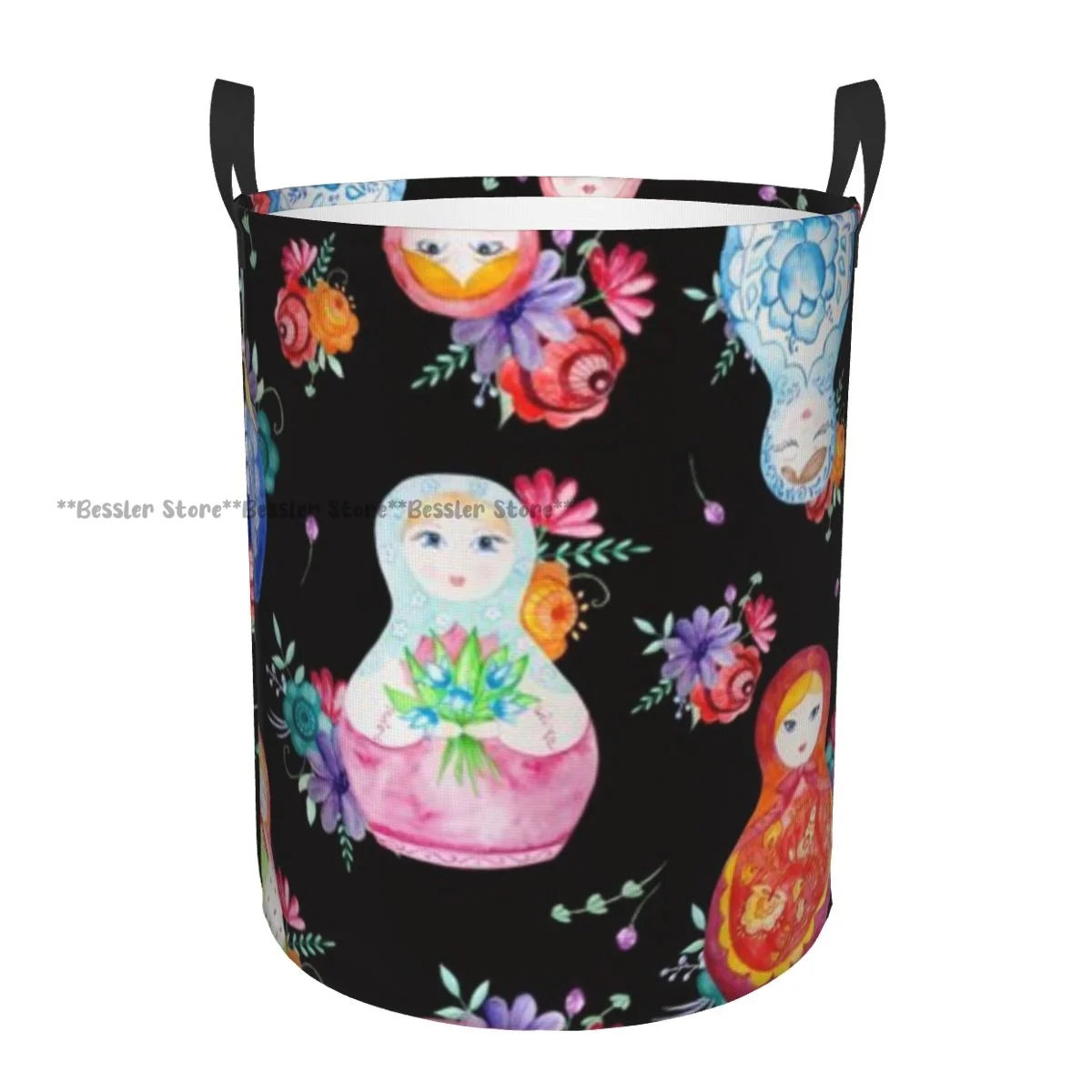 Nesting Dolls And Russian Flowers Waterproof Storage Bag Household Dirty Laundry Basket Folding Clothes Organizer