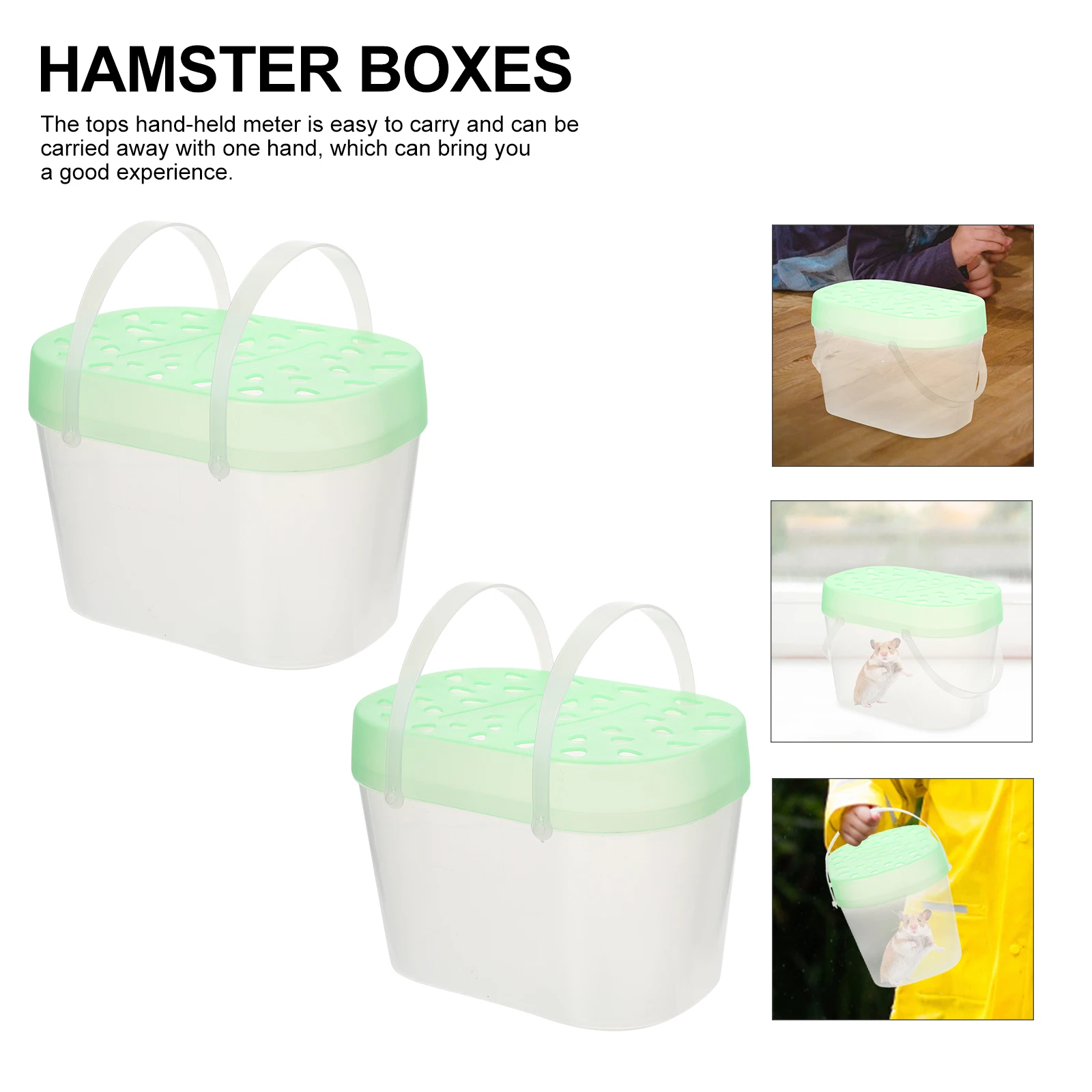 

2pcs Pet Carrying Box H held Carriers Plastic Cases Hamster Cages Reptile Travel Containers Turtle Boxes Thickened Lid Sealed