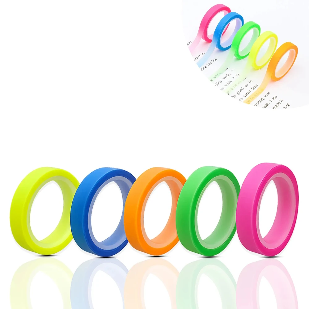 5/10 Rolls Colorful Highlighter Tape Highlighter Tape Removable Transparent Strips Highlighter Tapes for Books Teachers Students
