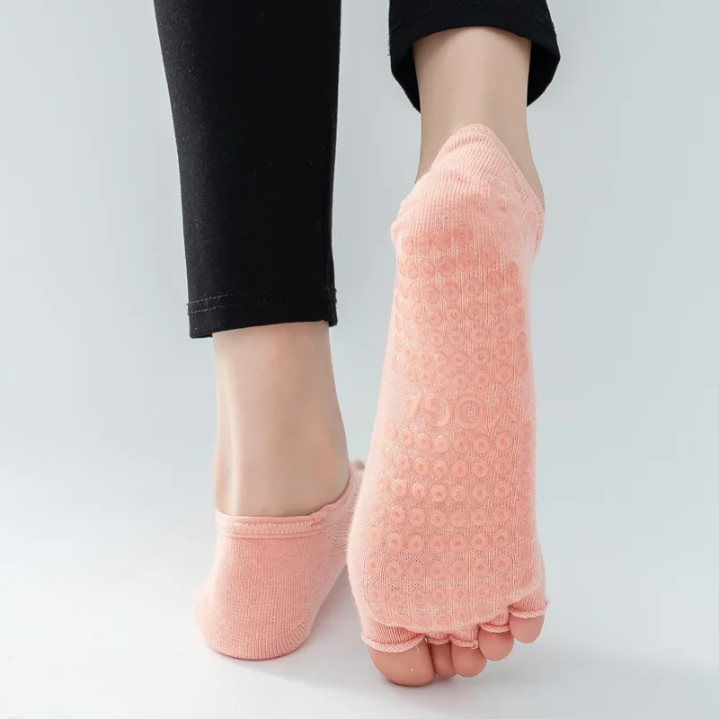 Yoga Open Toe Socks Women Mesh Non-slip Silicone Toeless Socks Pilates No-show Half Toe Socks