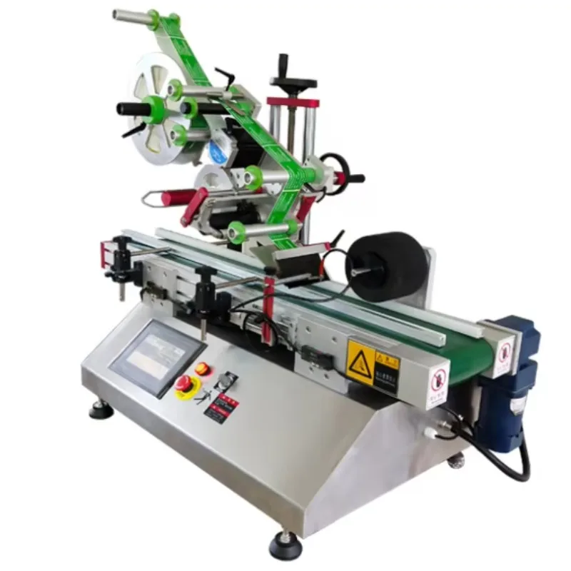 AD-F220 Desktop Automatic Flat Bottle Labeling Machine , PET Square Bottle Label Applicator, Automatic Top Labeler For Boxes