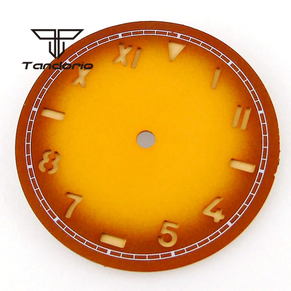 37mm Yellow/Green/Black California/Sandwich Watch Dial Fit ETA6497 6498 ST3600 3620 Hand Winding Movement Watch Part Accessories