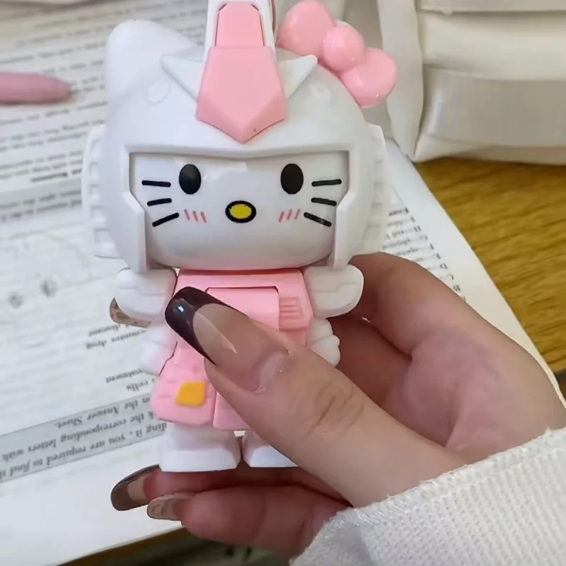 Hello Kitty Mecha Cat Face Changing Doll Keychain Pendant Cartoon Cute Decompression Toy Wholesale Women Accessories Wholesele