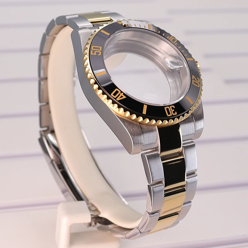 Silber- und Goldfarbenes 20mm Edelstahlarmband, 40mm Uhrengehäuse für Seiko NH35 NH34 NH36/38 Eta 2824 Miyota 8215 Uhrwerk 28,5mm GMT – Detail 9
