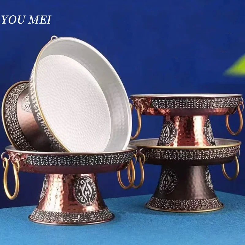 

Nepal Handmade Altars Fruit Plate,Buddhism Retro Eight Auspicious Copper Round Shape Tibetan Offering Holy Tray,Buddhist Items