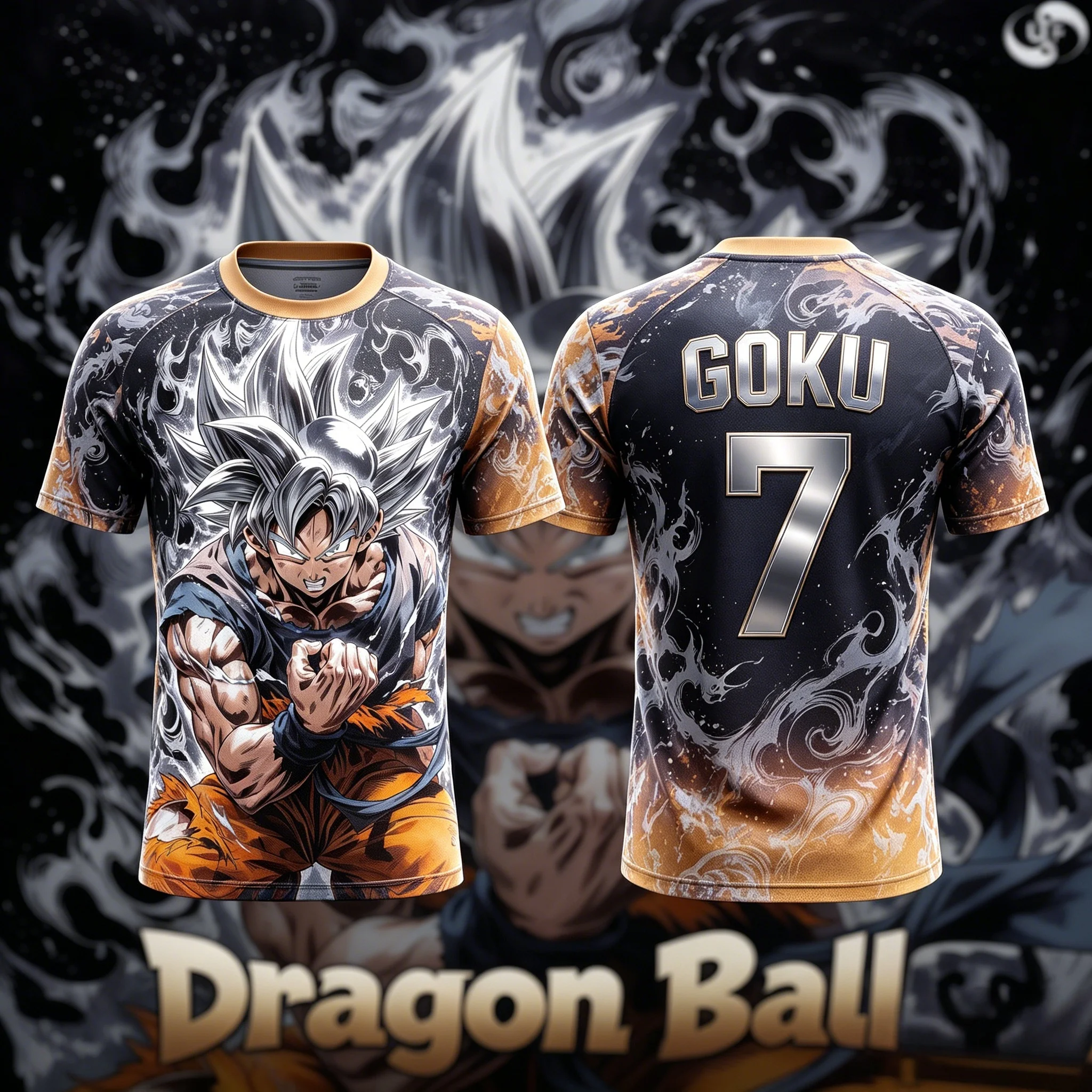 Dragon Ball Ultra Instinct Goku No11 White Ink Splash Manga Print Men Soccer Jersey Quick Dry Anime Sports Breathable T-Shirt view 2
