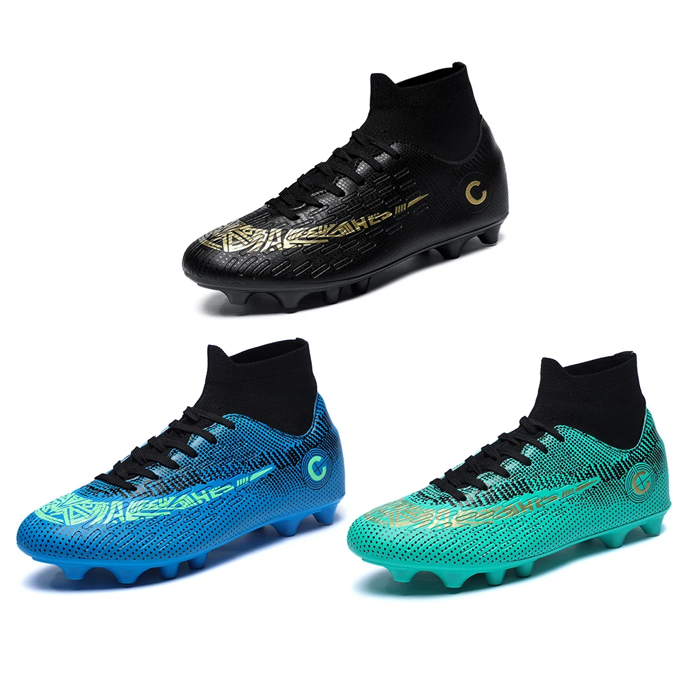 Fußball-Trainingsstiefel, professionelle High-Top-Spike-Schuhe, rutschfeste sportliche Fußballschuhe zum Schnüren für Wettkampftraining