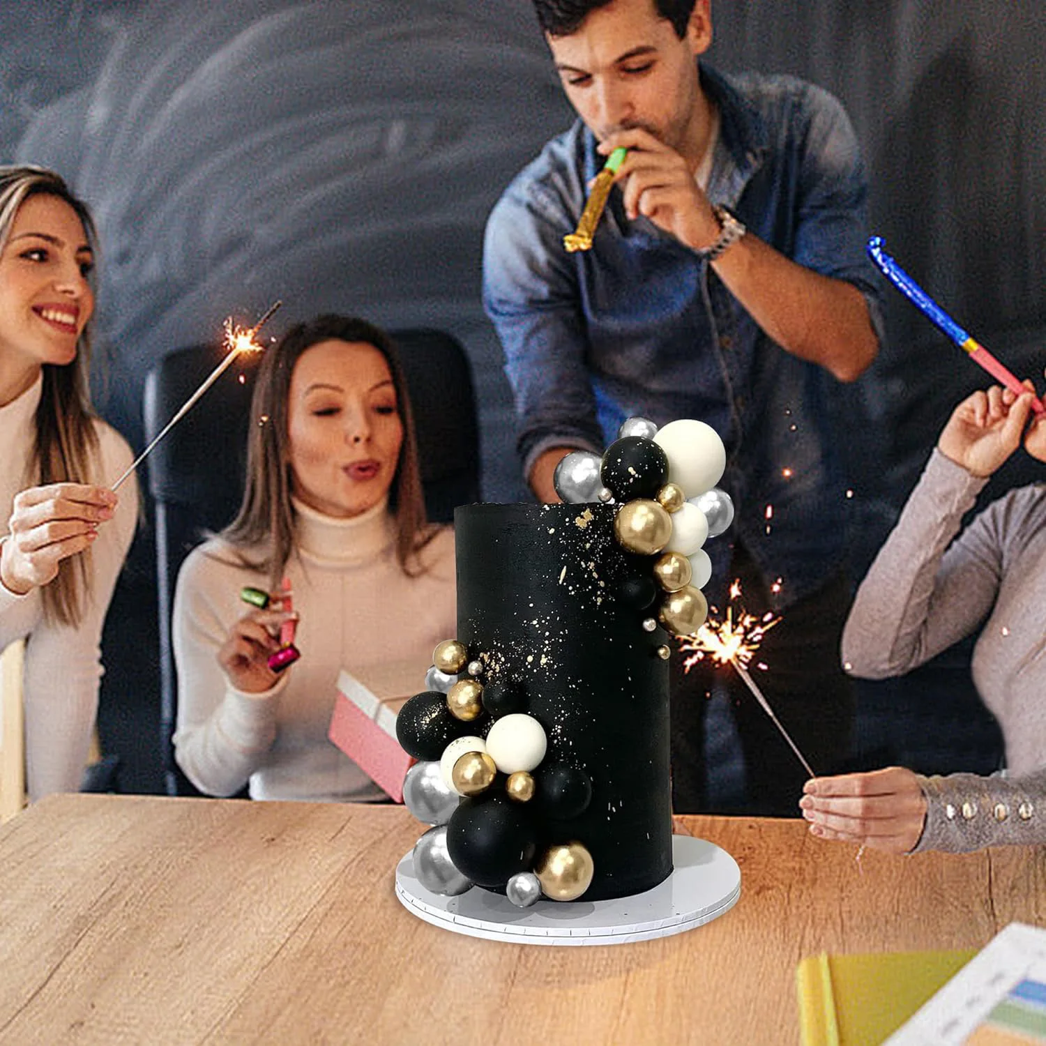 32 Stück Kugel-Kuchen-Picks, bunter kugelförmiger Kuchenaufsatz, Perlenkugeln, Cupcake-Kucheneinsatz-Aufsatz für Geburtstagsparty-Dekorationen – Detail 12