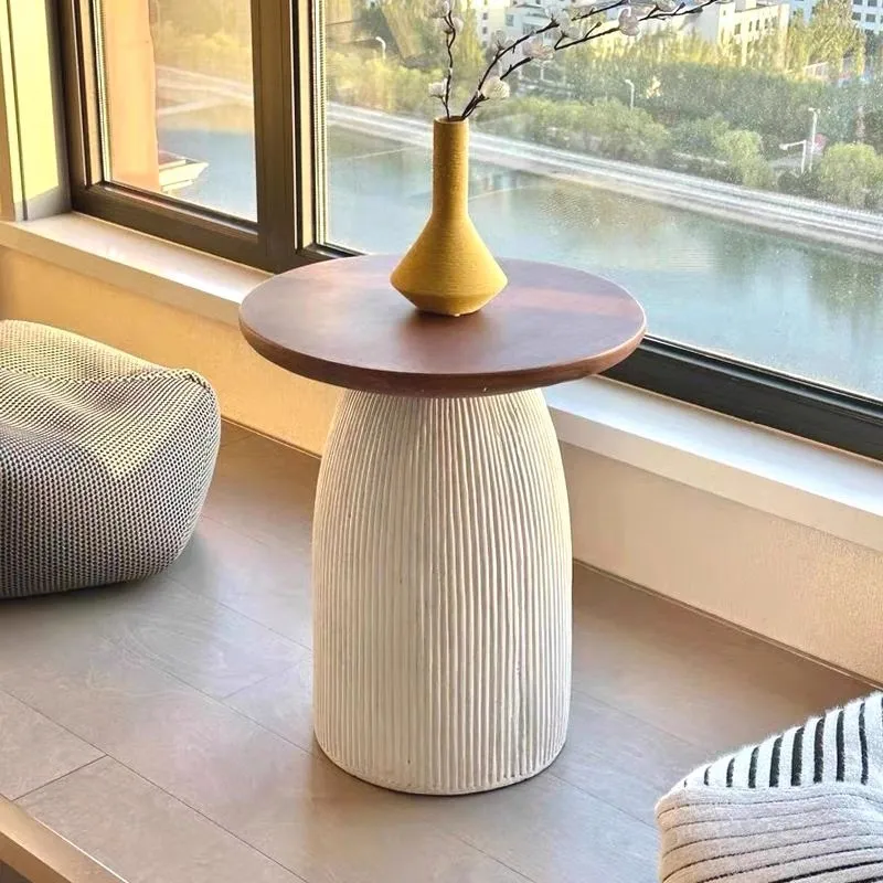 

Joylive Side Table Nordic-style Rounded Corner Table Bedroom Style Bedside Table Coffee Shop Outdoor Movable Small Round Table
