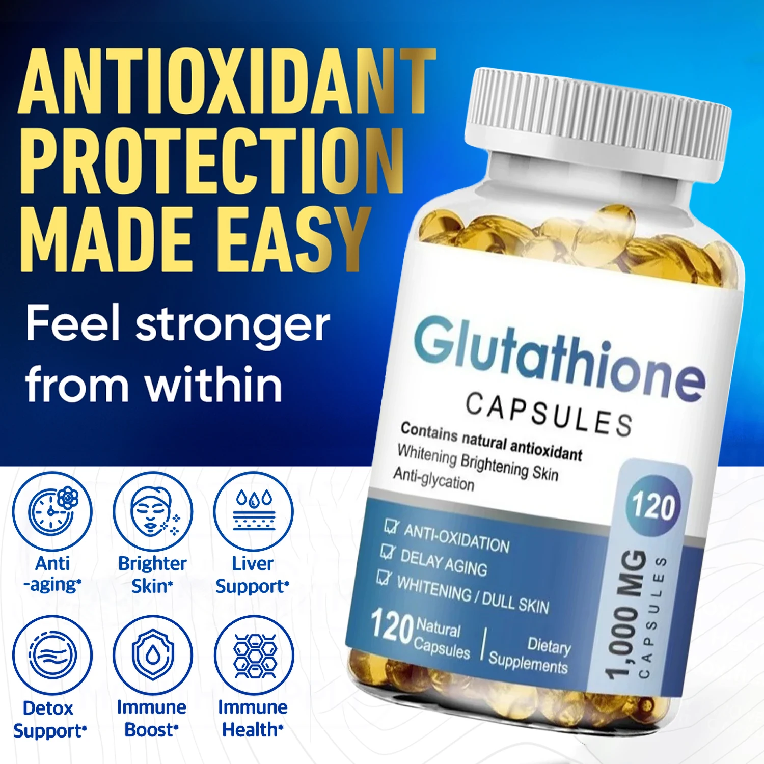 Liposomal Glutathione Supplement 1000mg - Glutathione Capsules Collagen Antioxidant Support for Immune Support & Healthy Aging