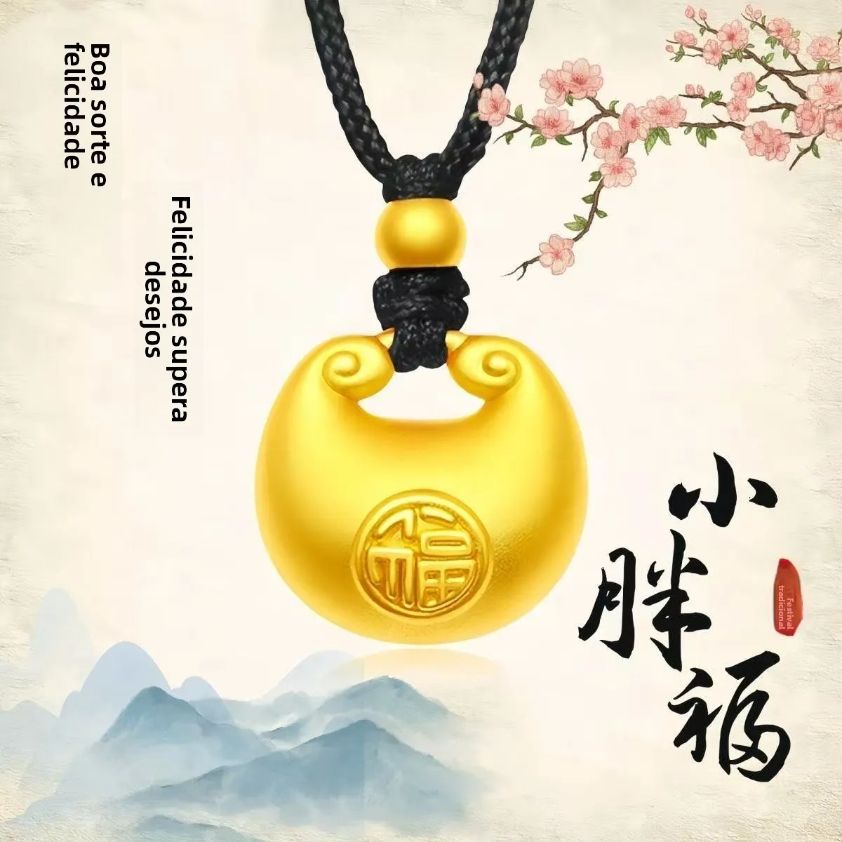 inheriting-premium-gold-encased-silver-fat-lucky-pendant-necklace-unisex-yellow-metal-alloy-cord-bound-fashion-jewelry-gift