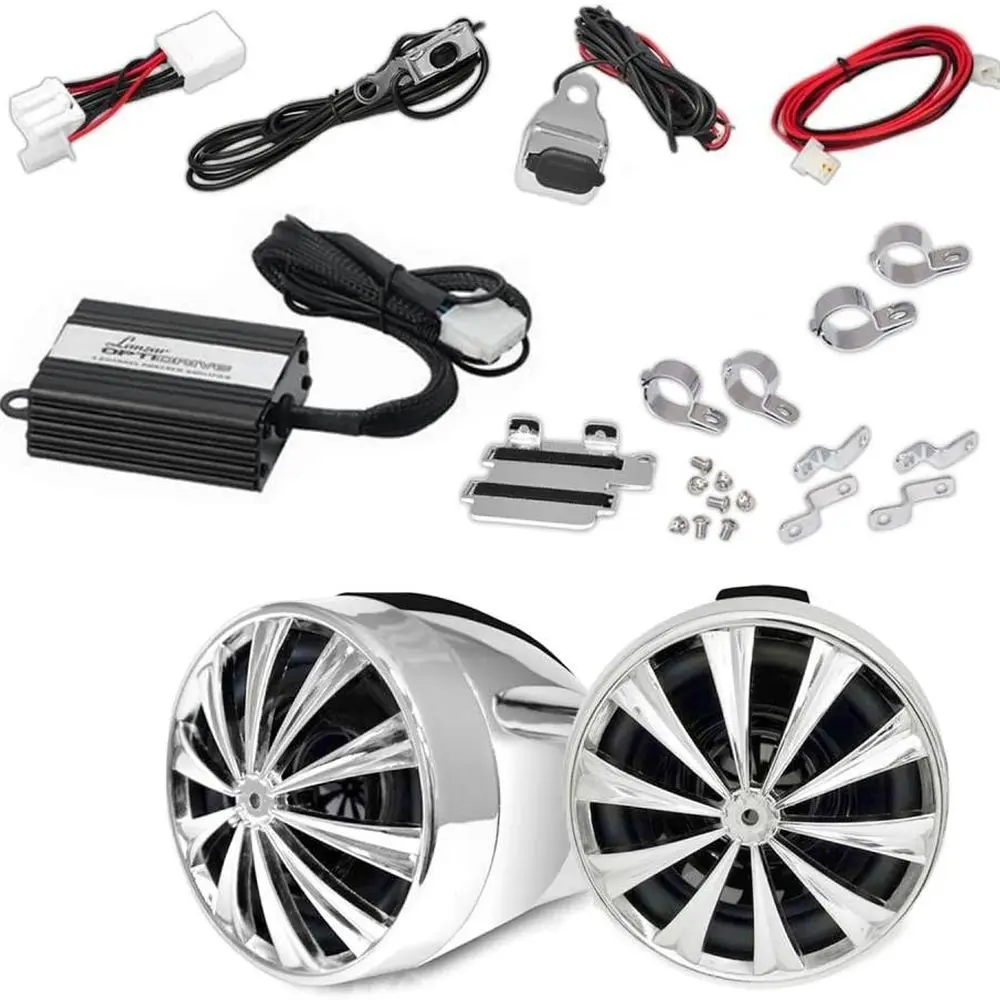 

Motorcycle Bluetooth Speakers, Compatible with USB Charger All Terrain Two 2+ Inch Chrome Handlebar Speakers