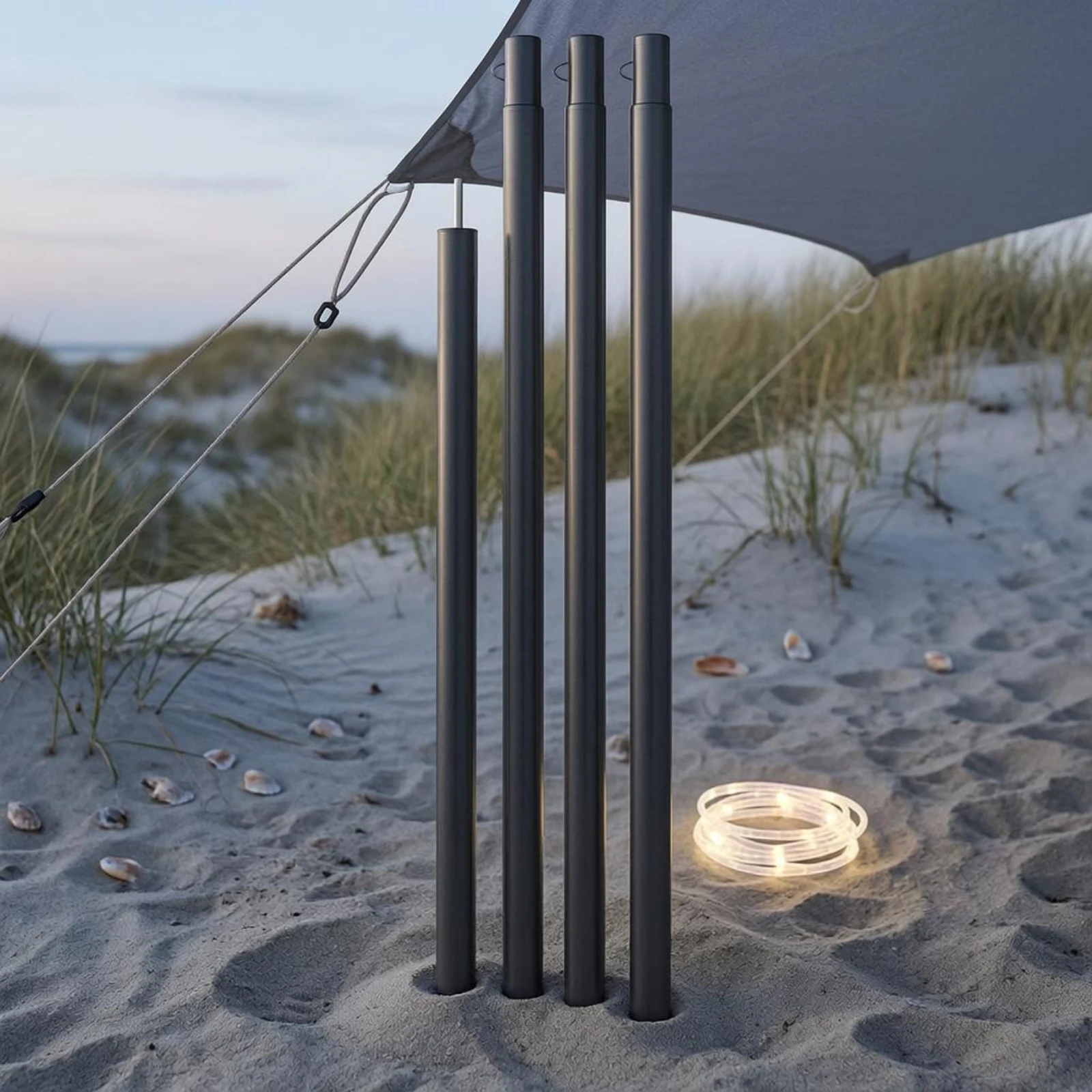 Canopy Pole 19 Mm 4-Section Pole Outdoor Support Connector Tips Easy to Install Steel view 3