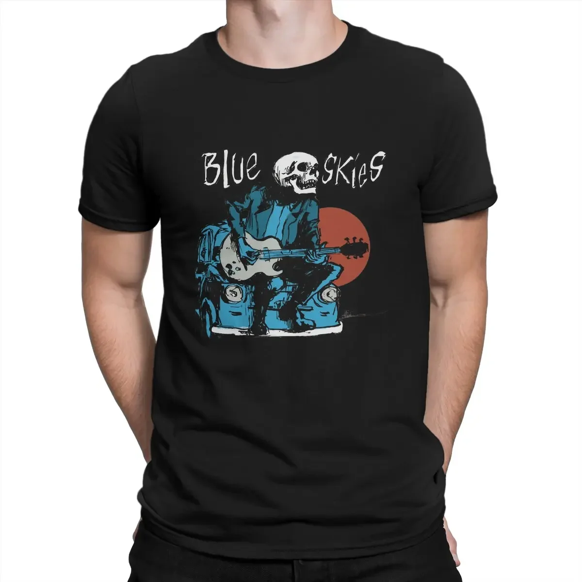 

Summer harajuku Men's T-Shirt Blue Skies Casual 100% Cotton Tees Short Sleeve Tim Timebomb T Shirts Round Collar Tops Printing